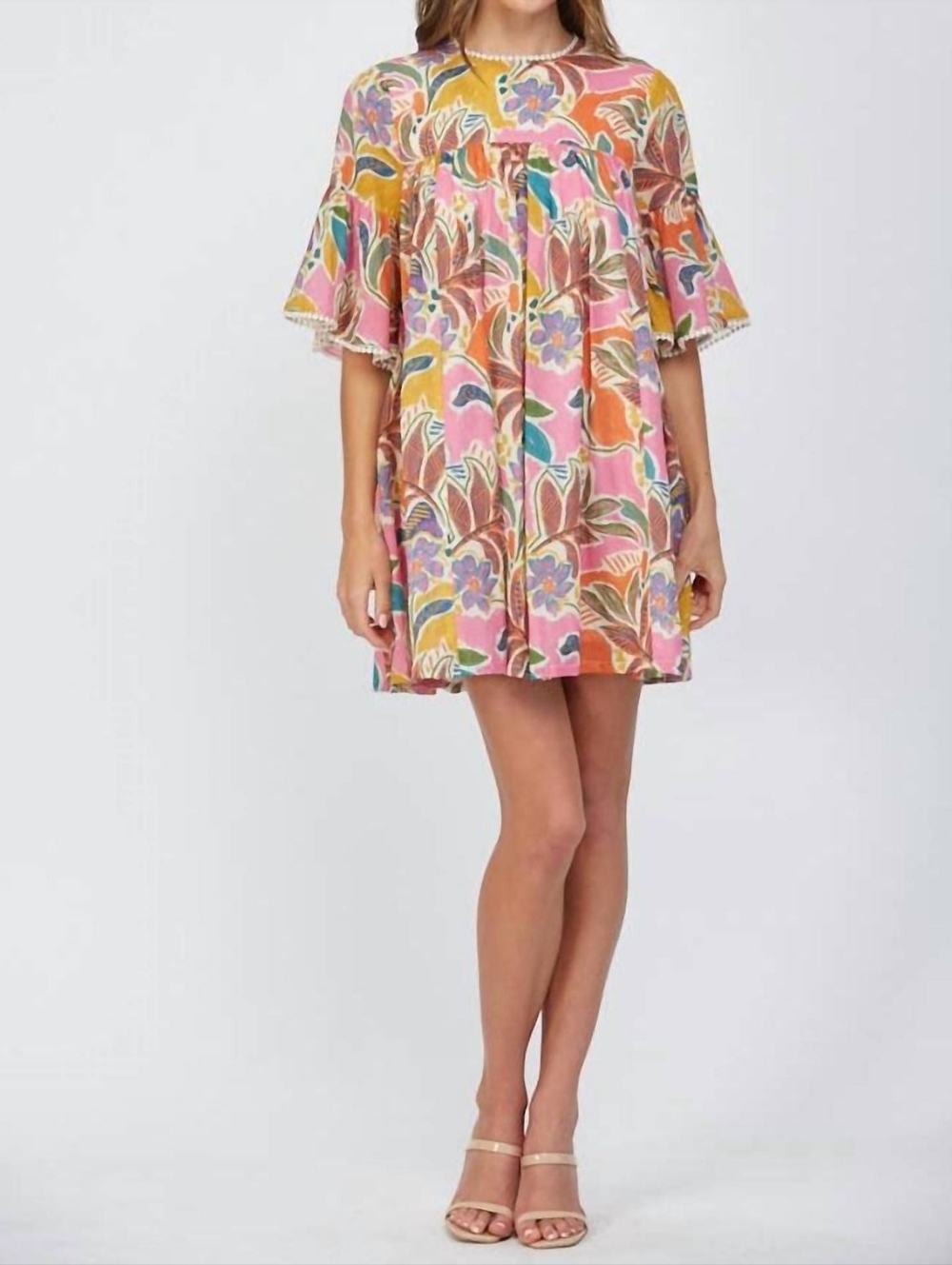 Fate Aria Boho Floral Babydoll Mini Dress NWT